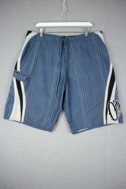 O'Neill Blue Plaid Board Shorts Swim Trunks with Side Pocket 36W